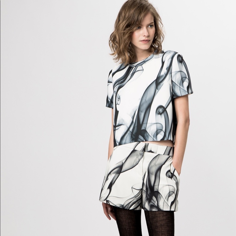 MAJE Gambette Smoke Print High Waist Shorts